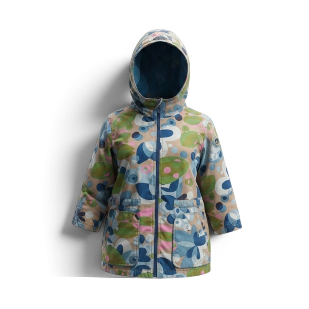 Jams World Vintage Hooded Utility Jacket Large Retro Abstract Mod Floral Print